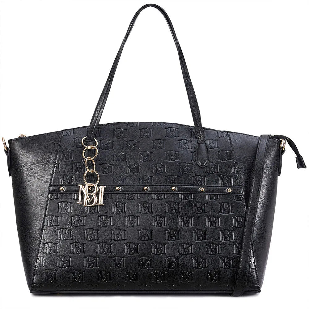 Caroline Vegan Leather Weekender Tote Bag, Navy Caroline Vegan Leather Weekender Tote Bag, Navy