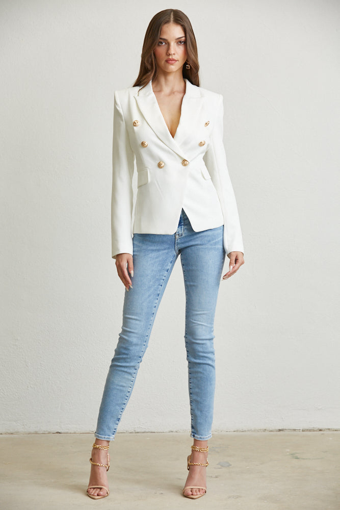 Elegant Gold Button Blazer