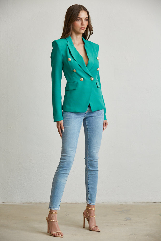 Elegant Gold Button Blazer