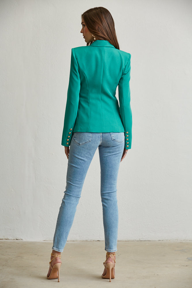 Elegant Gold Button Blazer