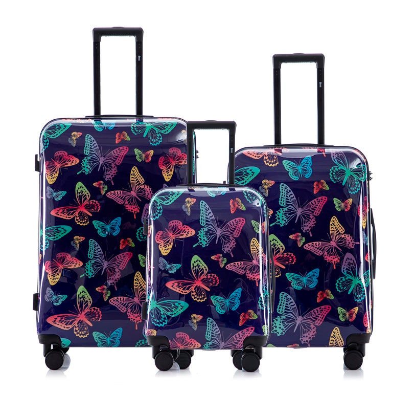 Multi-color Design 3-Piece Spinner Luggage Set with Lock