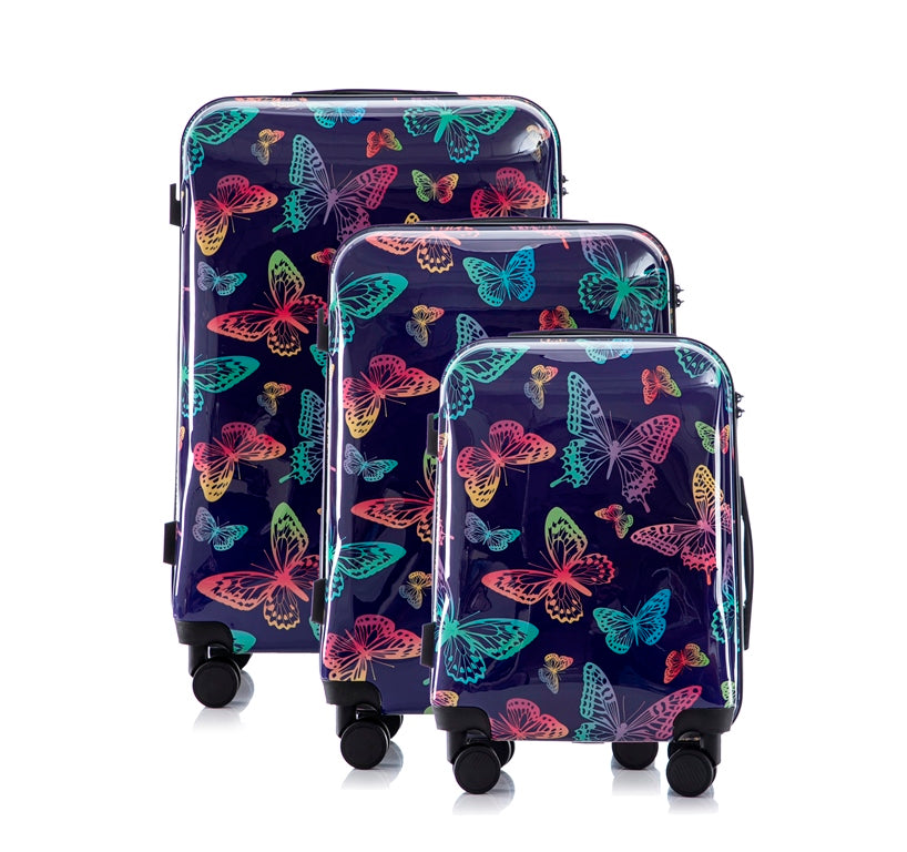 Butterfly 3 Piece Spinner Luggage Set with Lock