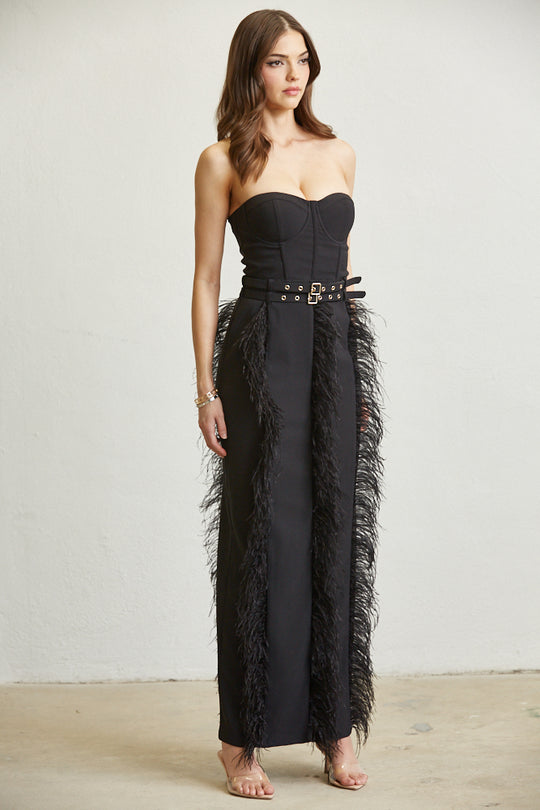 Buckled Feather Corset Dress
