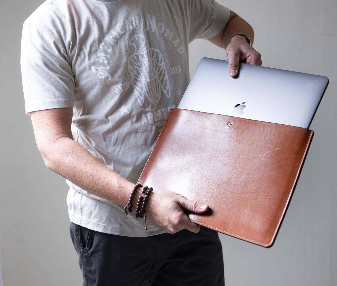 Premium Leather Laptop Sleeve for Travel