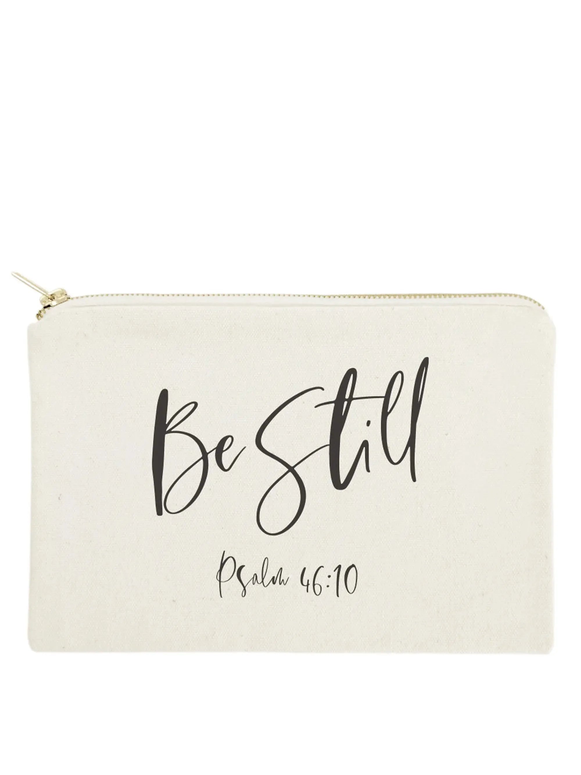 Be Still, Psalm 46:10 Cotton Canvas Cosmetic Bag
