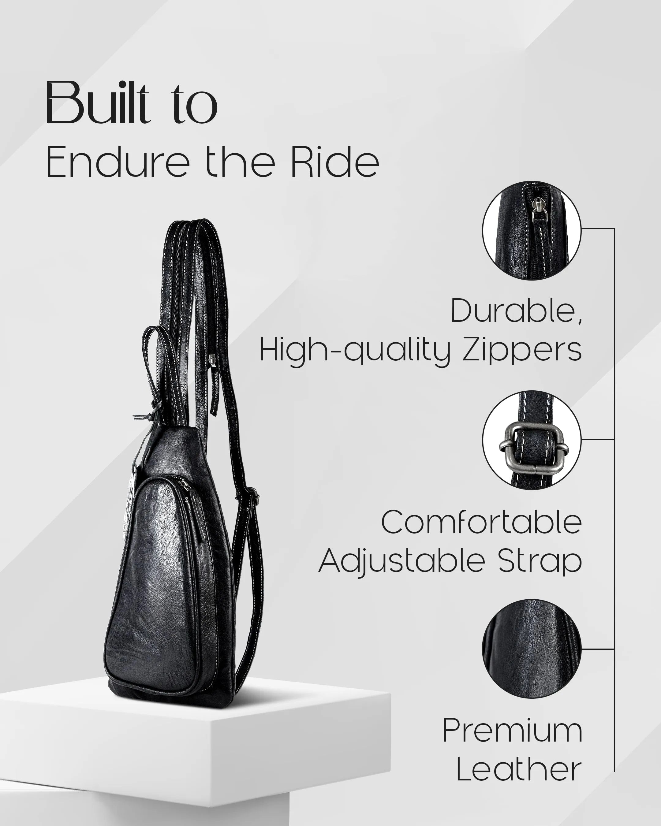 Genuine Leather Bikers Sling Bag