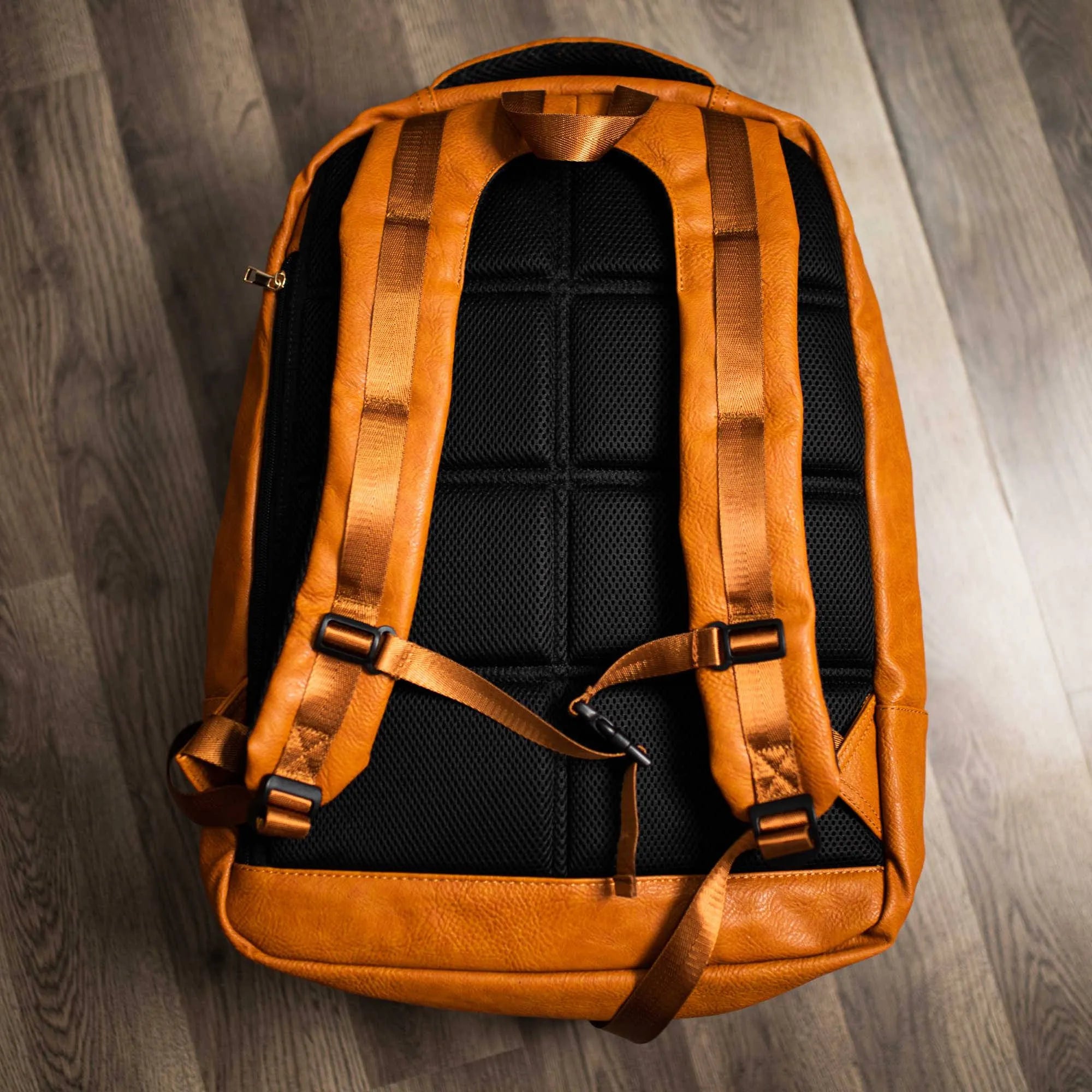 Brown Tumbled Leather Daily Commuter Backpack Bag (XL Design)