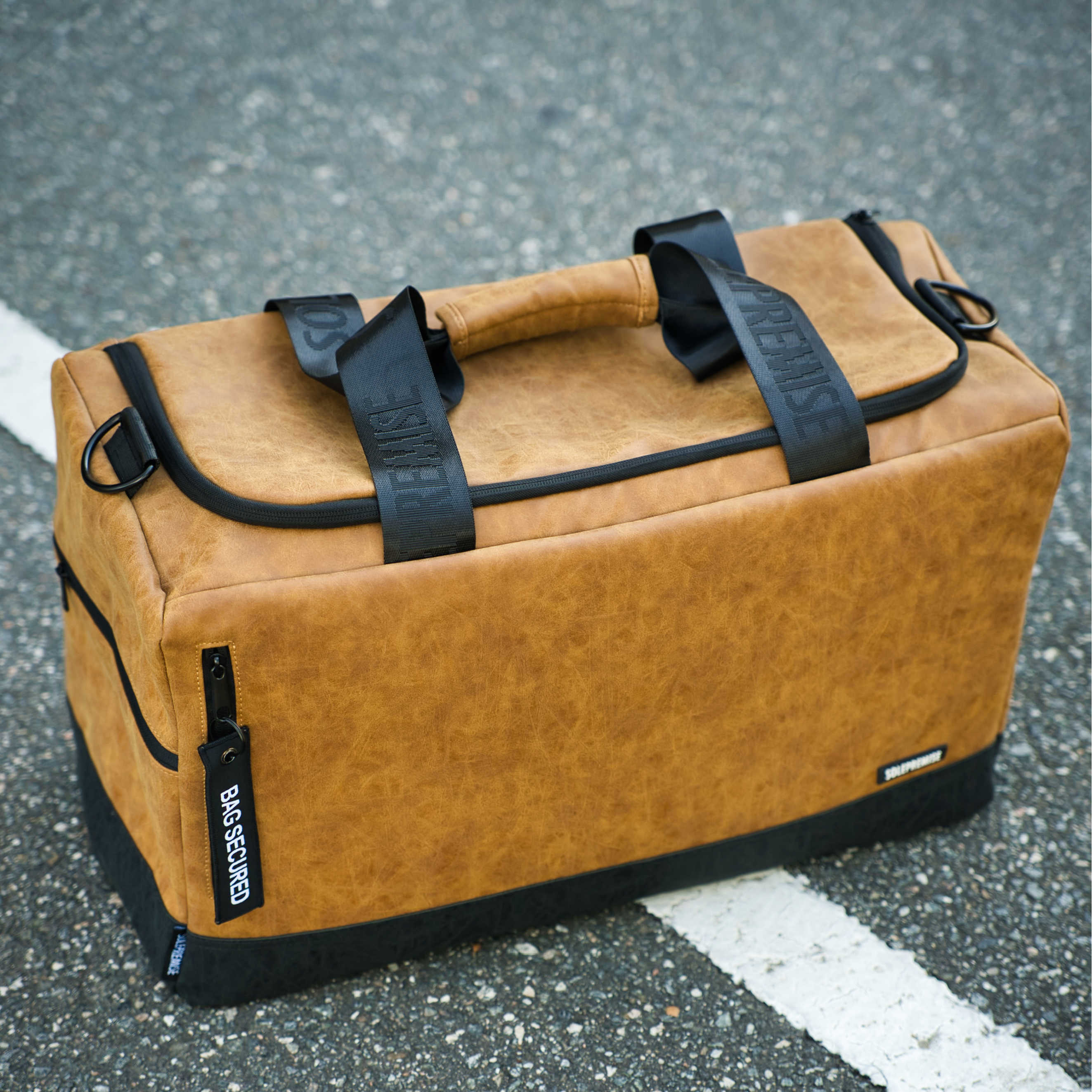 Brown Leather Sneaker Duffel Bag
