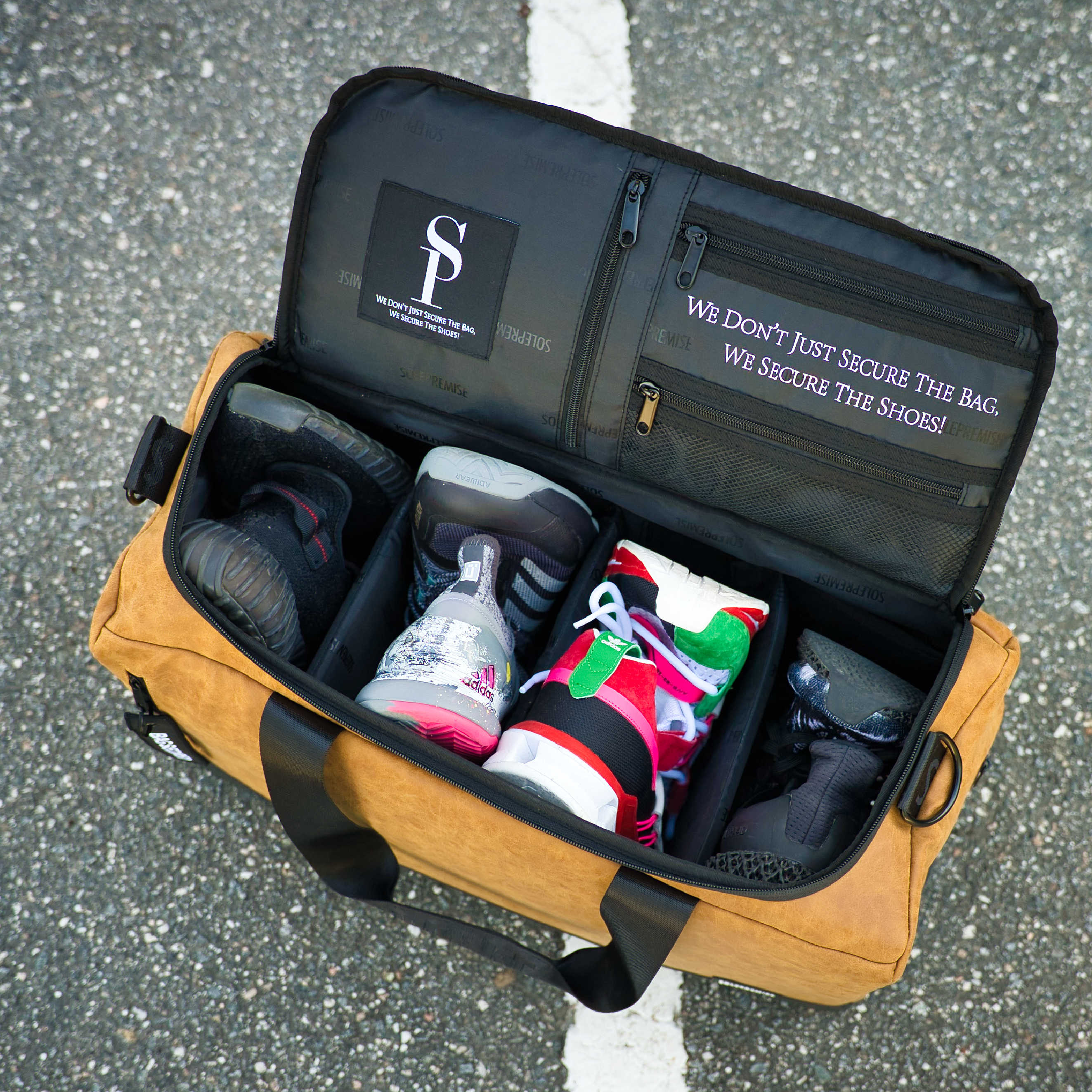 Brown Leather Sneaker Duffel Bag