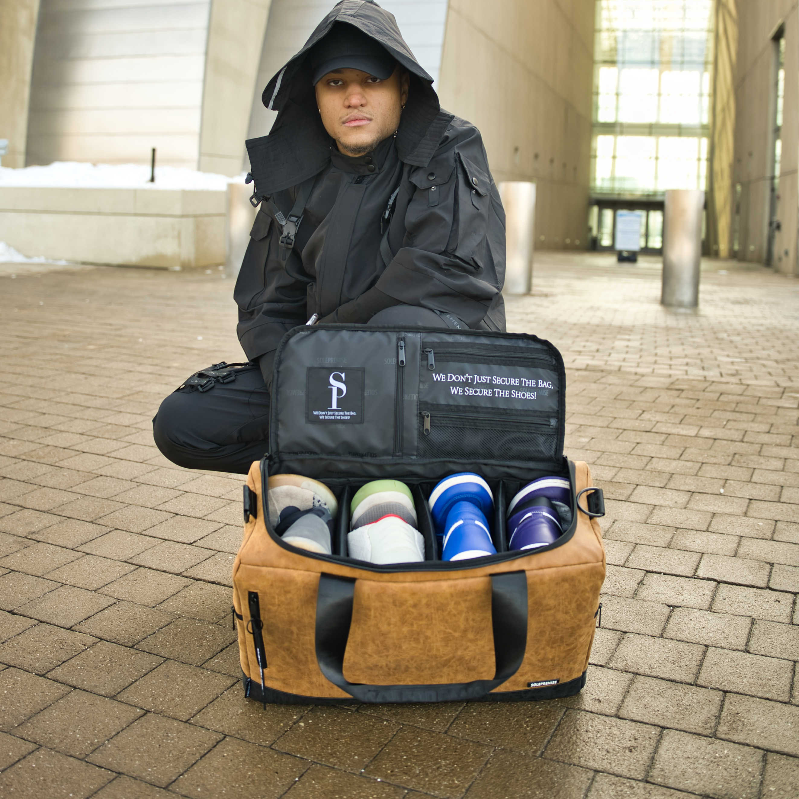 Brown Leather Sneaker Duffel Bag