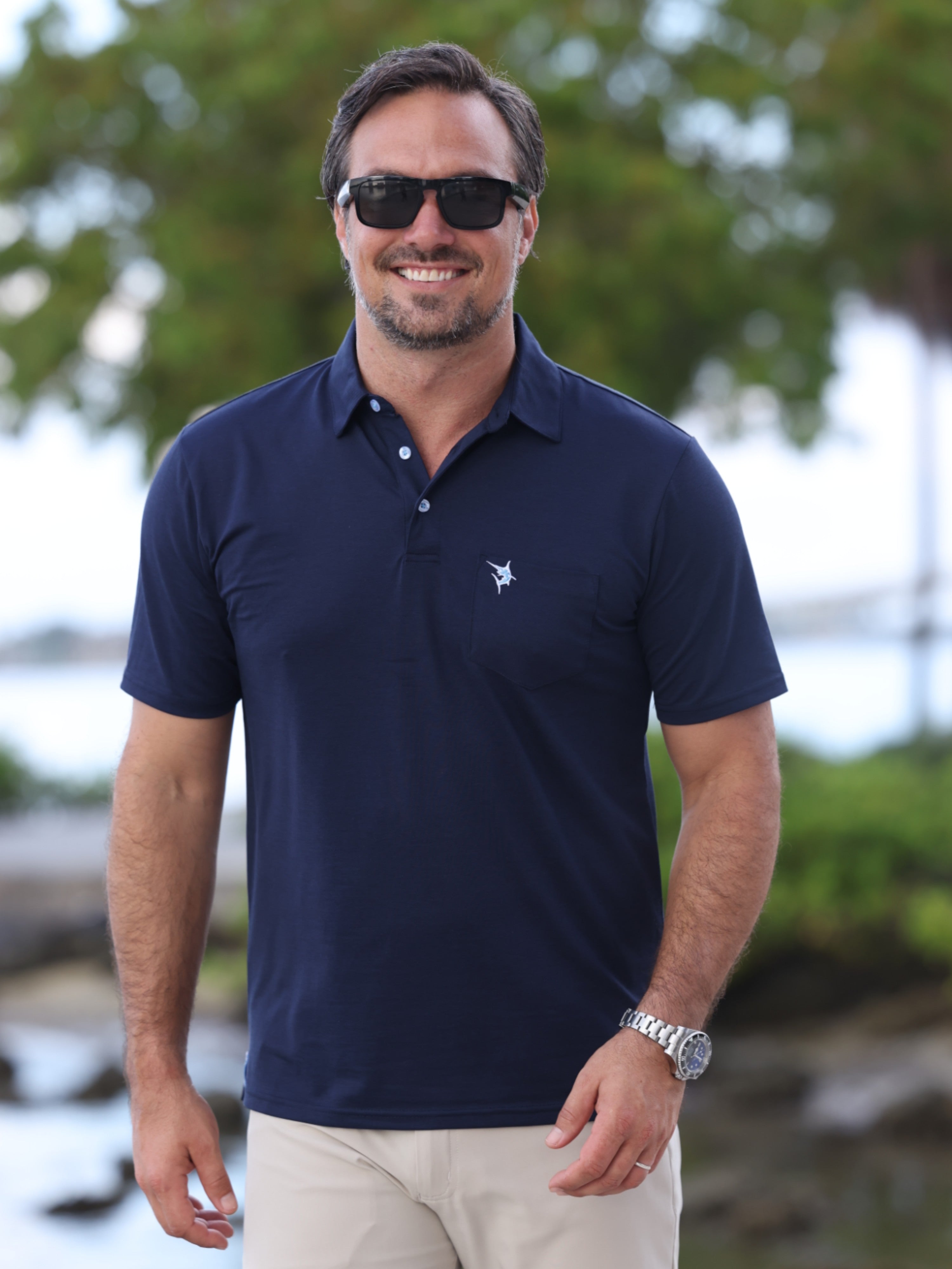 Men's Charleston Classic Cotton Polo. Navy