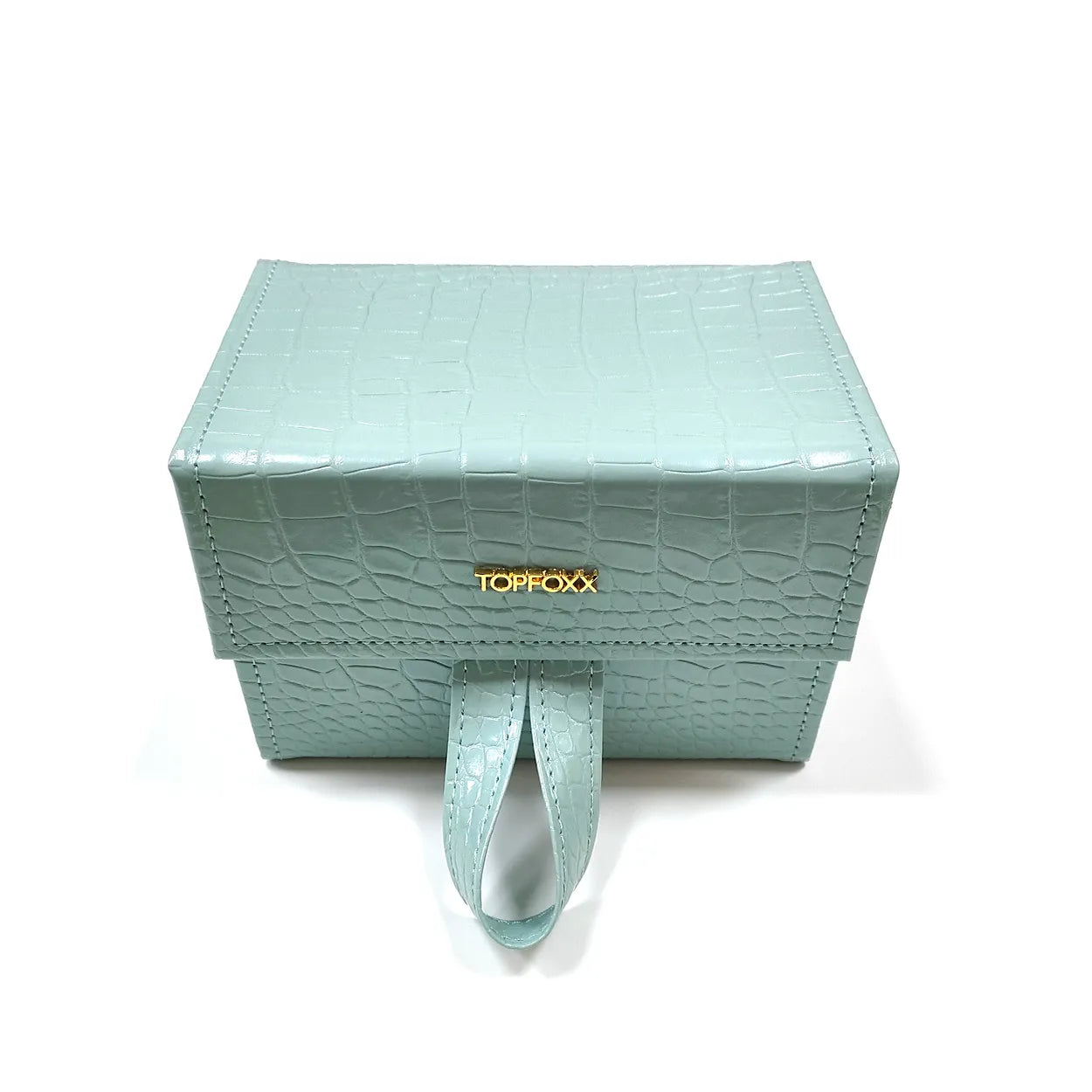 Turquoise Faux Croco Travel Case