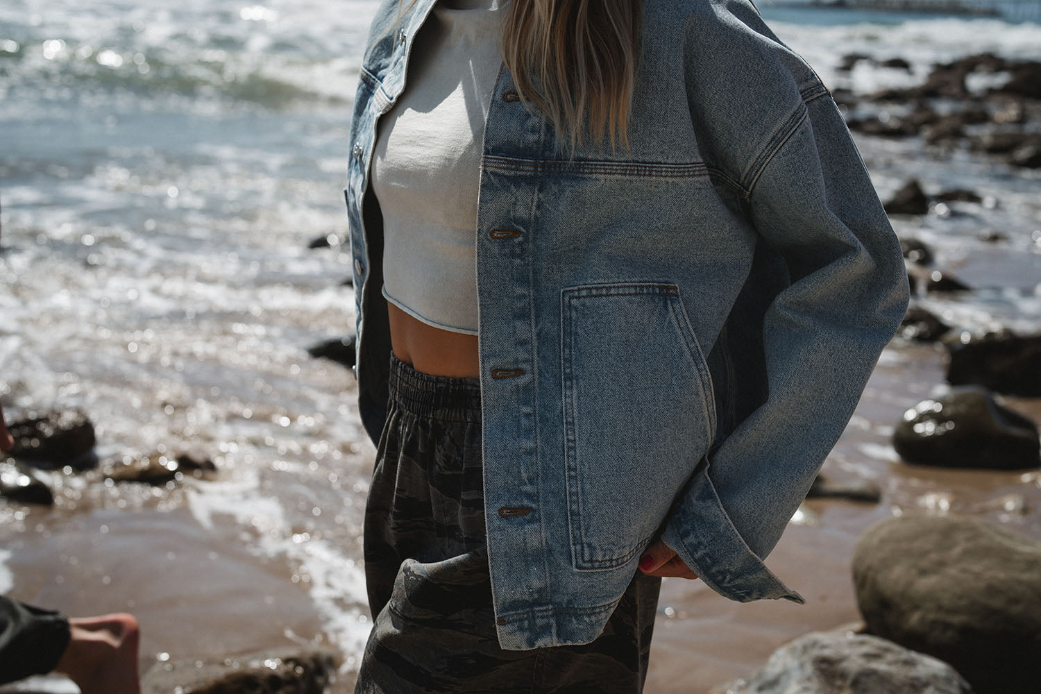 Bleached Indigo Oversized Denim Jacket