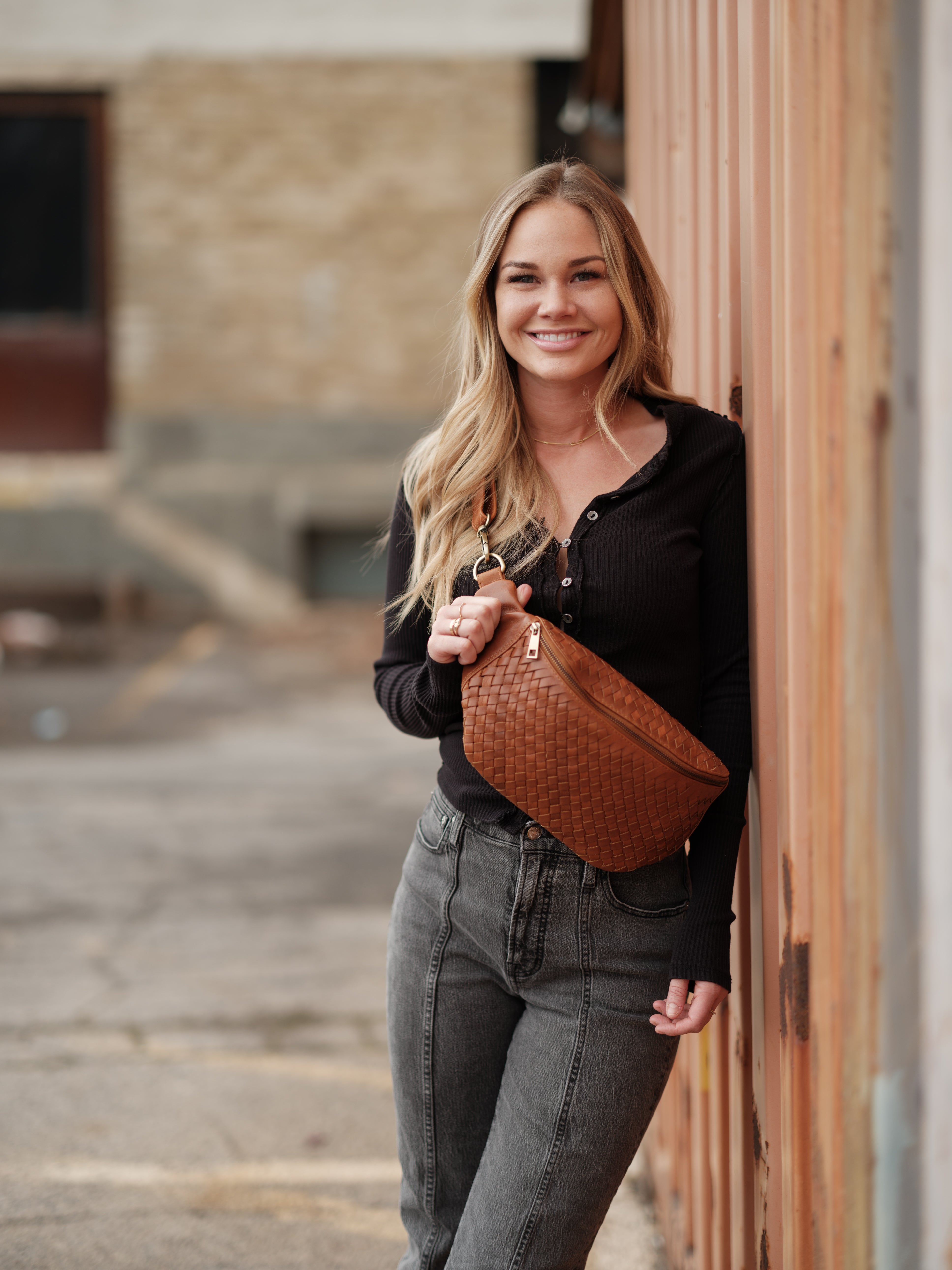Haleiwa Woven Leather Sling Bag