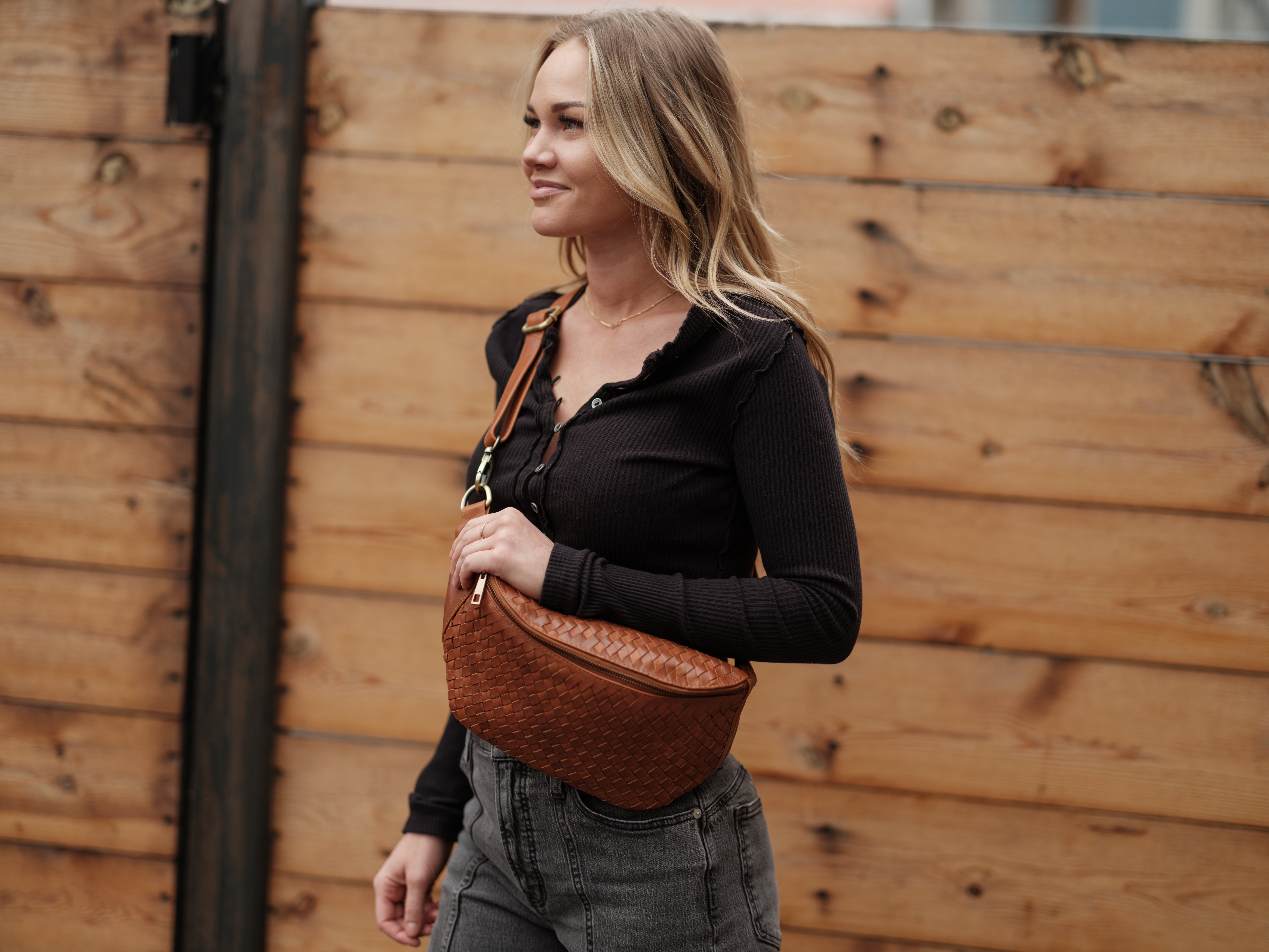 Haleiwa Woven Leather Sling Bag