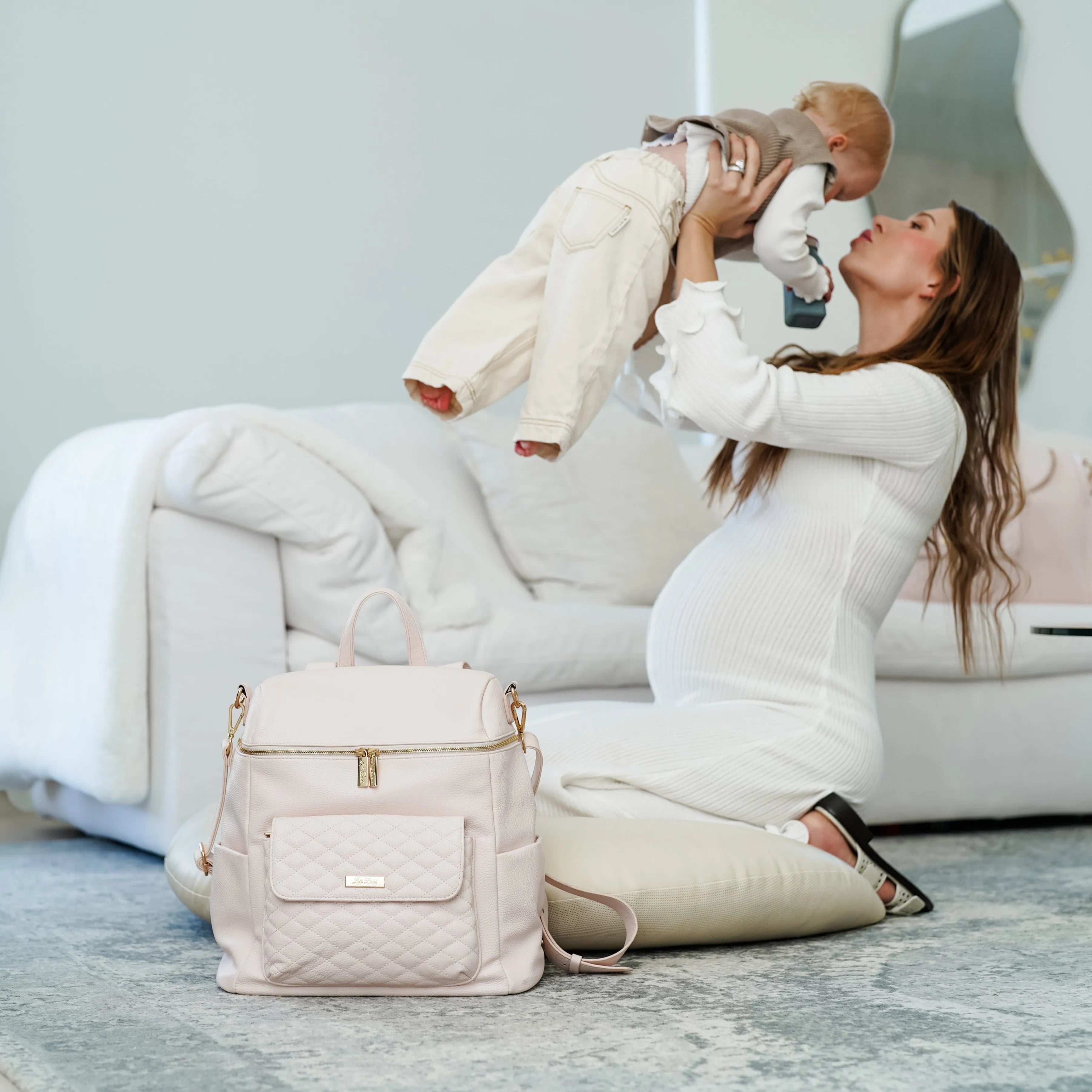 Monaco Backpack Diaper Bag | Pearl White