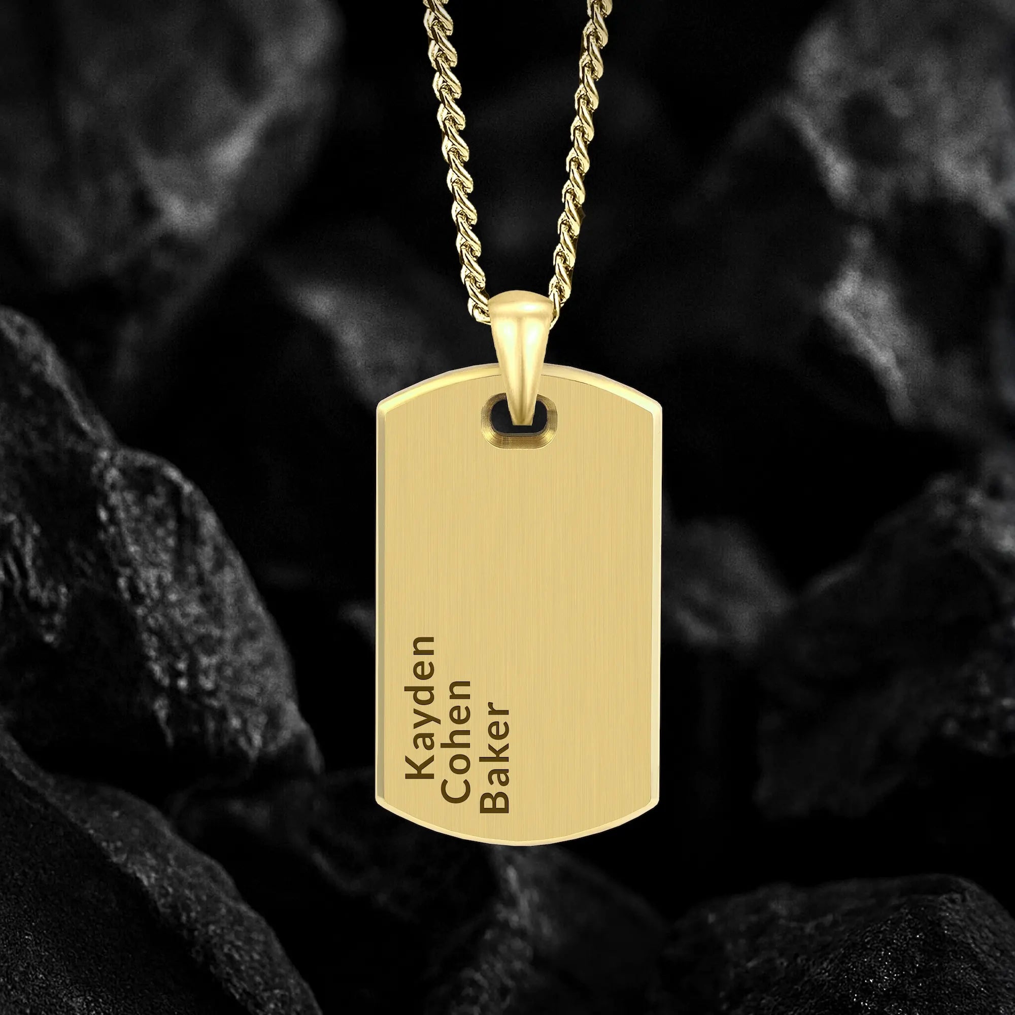 Beveled Tag Pendant - 14K Gold