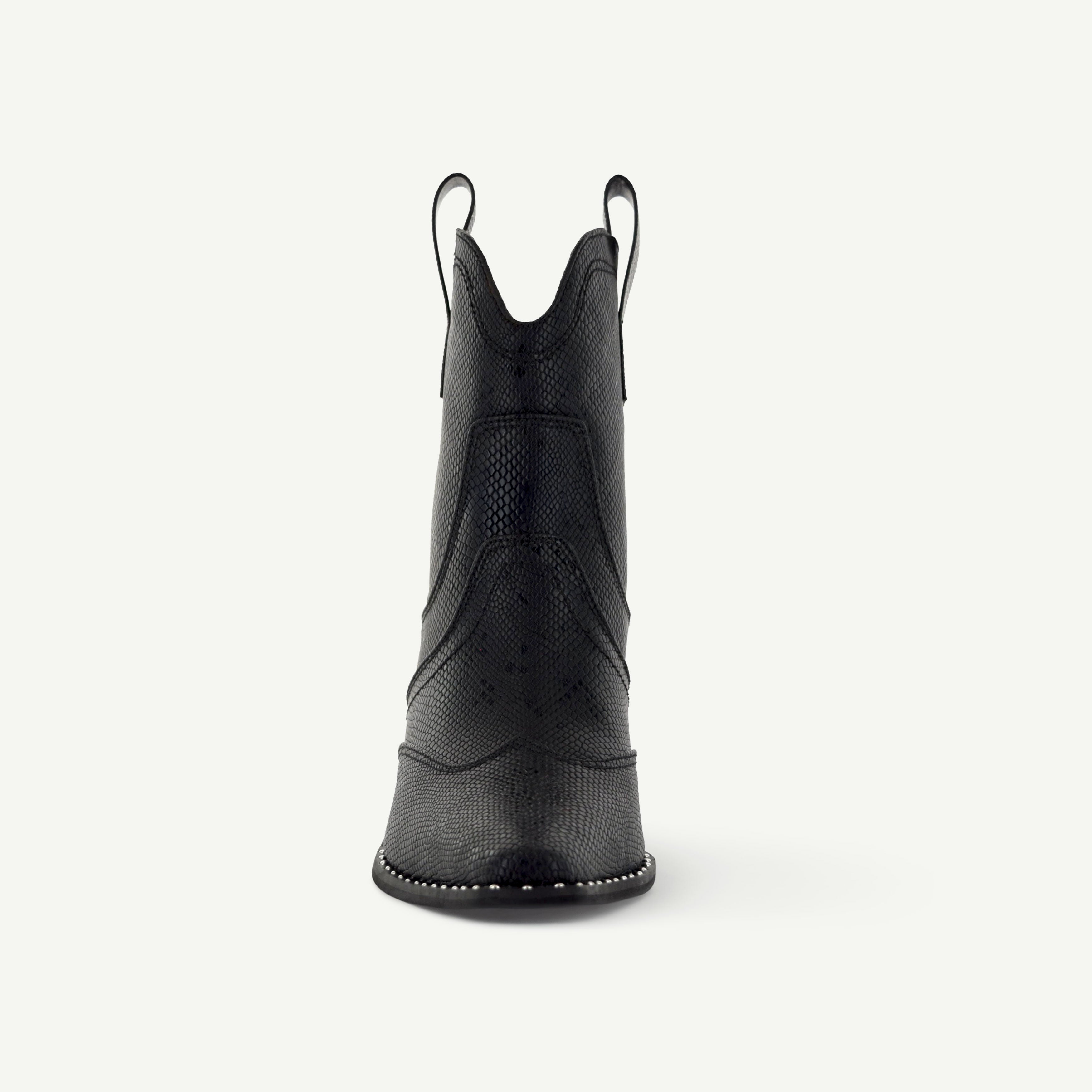 Isabel: Western Bootie - Black Snake