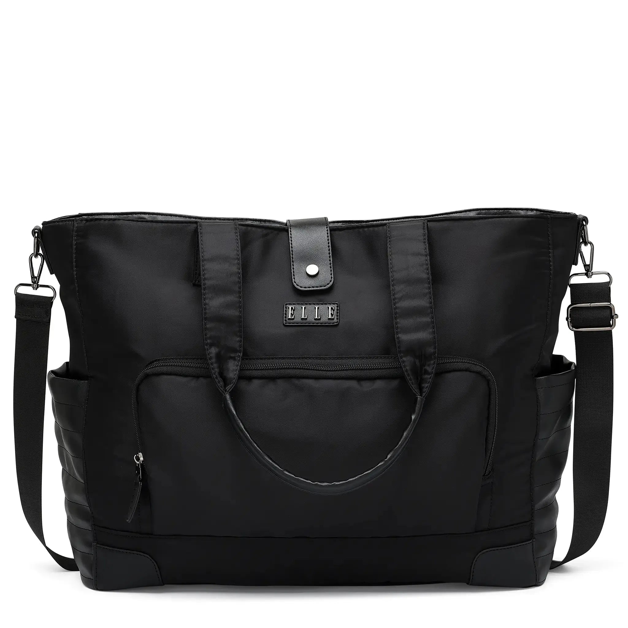 black vegan suede traveller tote bag Voyage 25L Twill and Vegan Leather Weekender Tote Bag