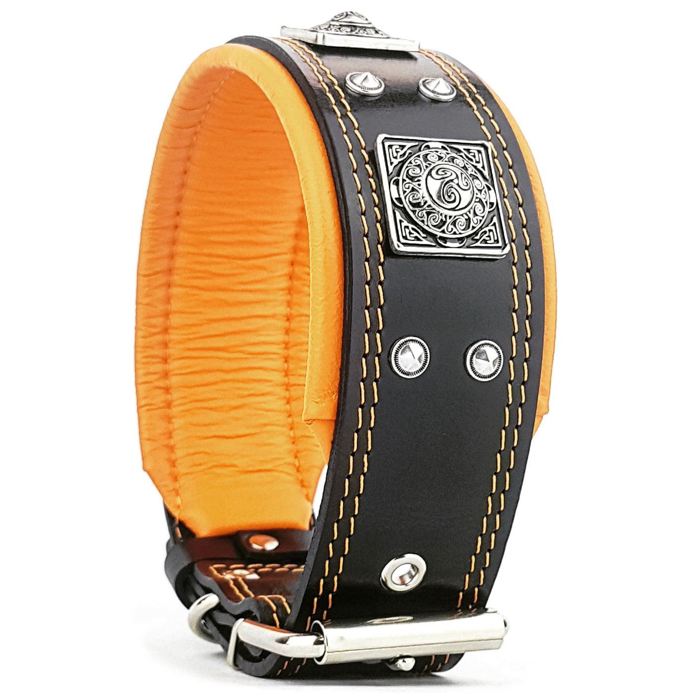 The "Eros" Dog Collar 2.5-inch Wide. Black & Orange