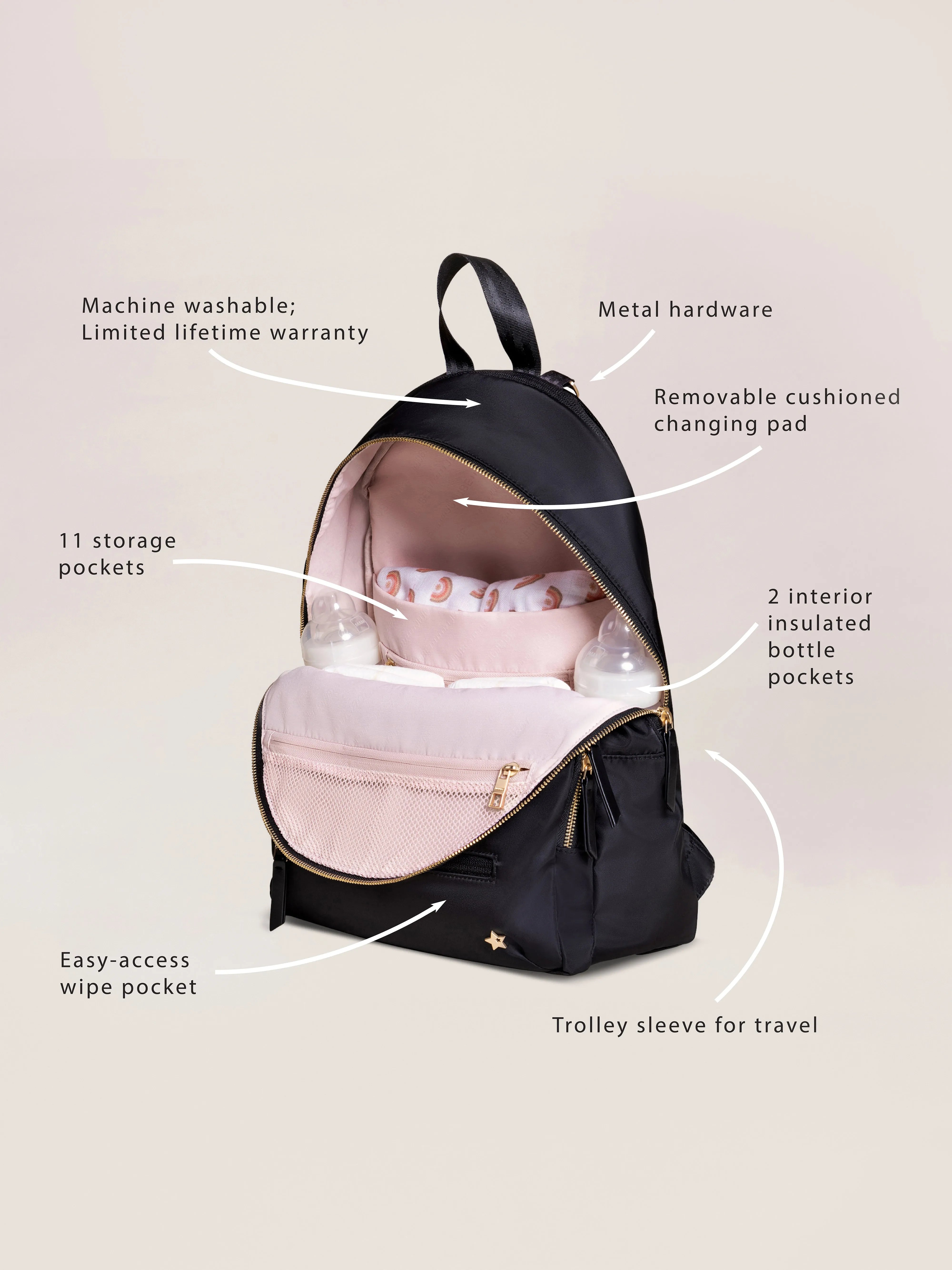 Everyday Backpack Diaper Bag - Black