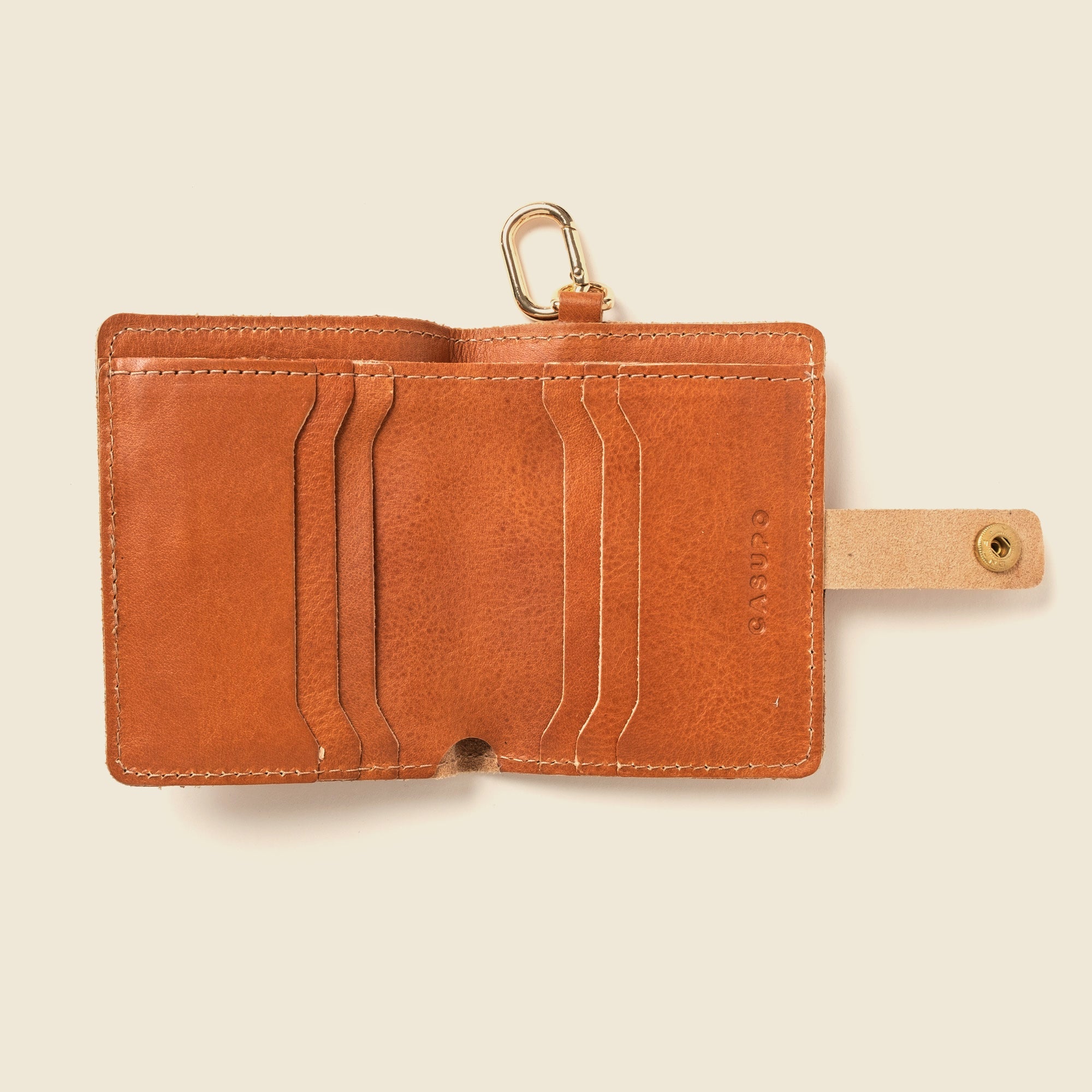 Wallet with Snap and Key Ring - Natural
