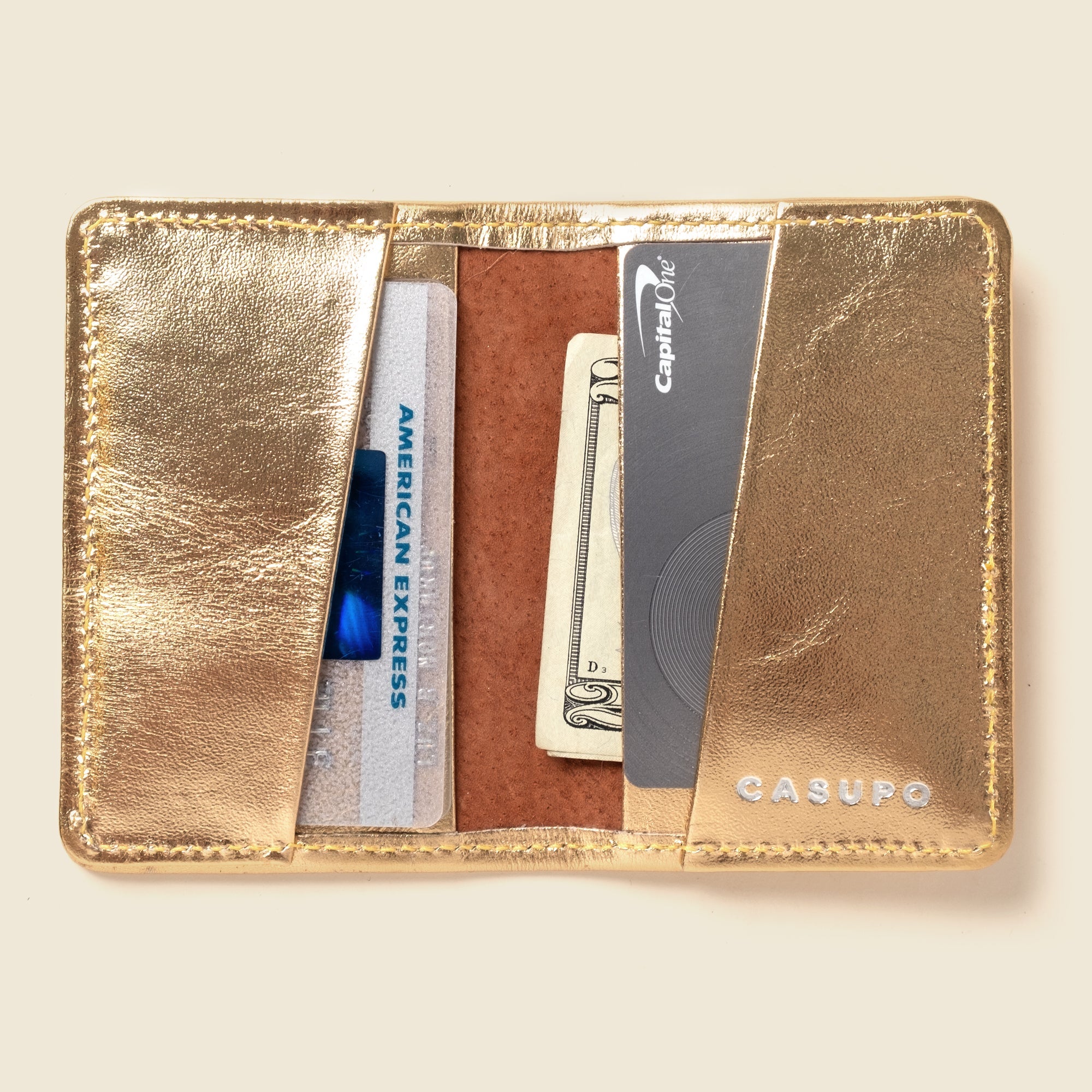 Compact Bifold with RFID Protection - Gold