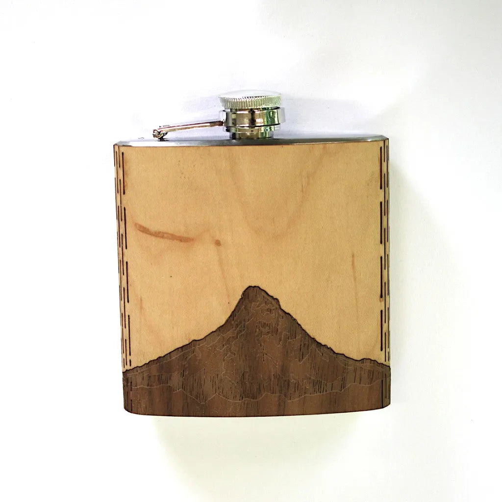Wooden Hip Flask - Cascade Range (Mt. Hood)