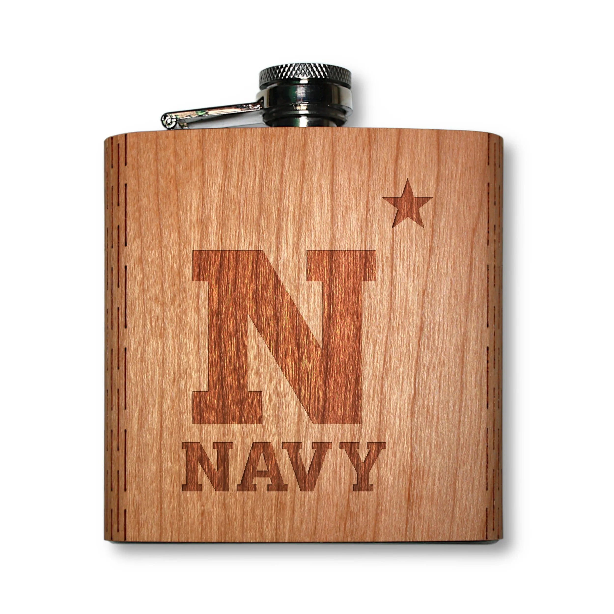 6 oz. Wooden Hip Flask (US Military Collection)
