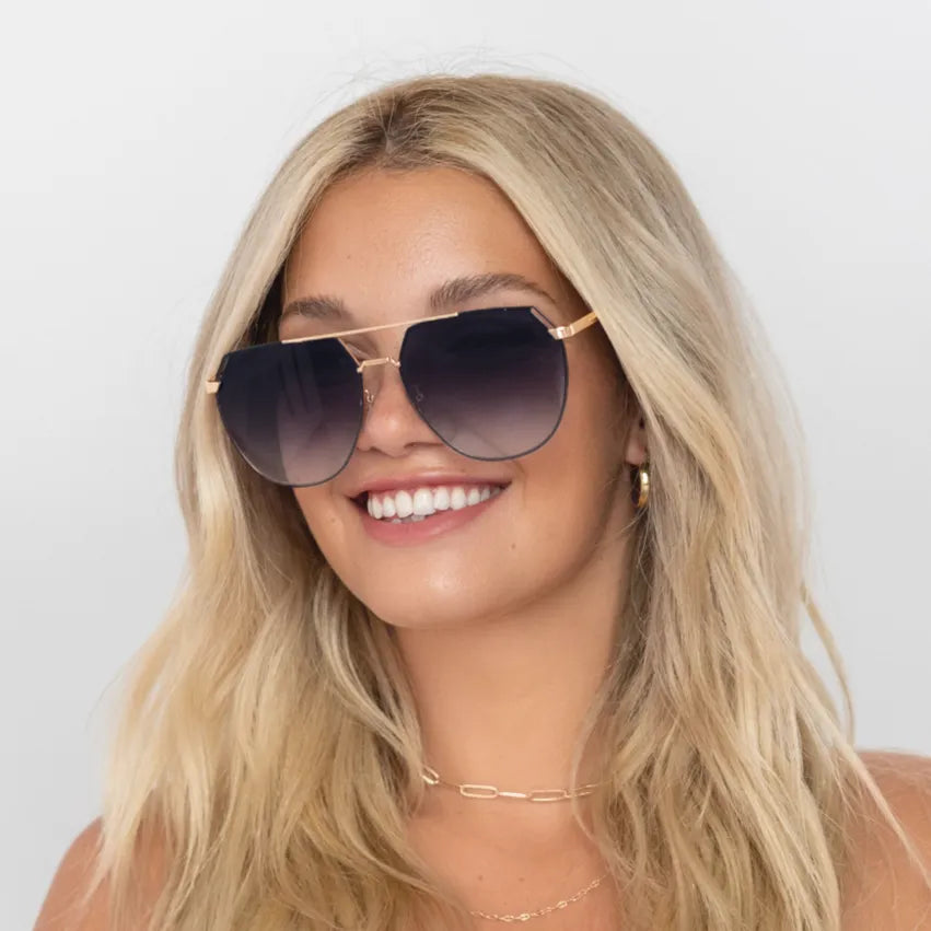 Farrah - Midnight Square Aviator Sunglasses