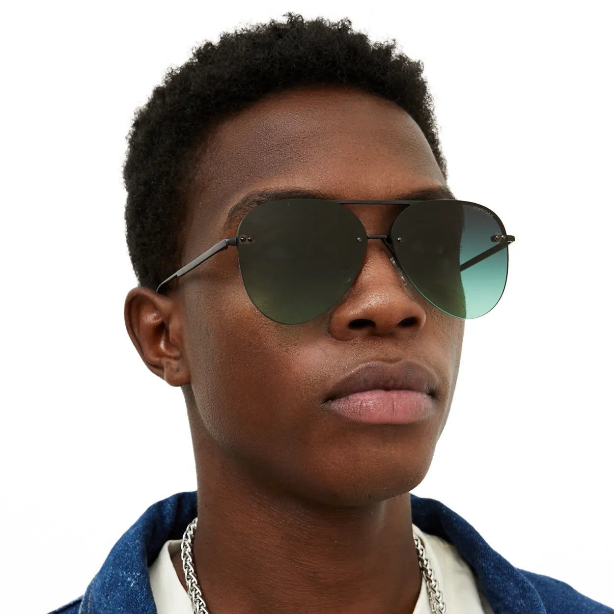 Smaller Megan 2 - Dark Green Metal Aviator Sunglasses