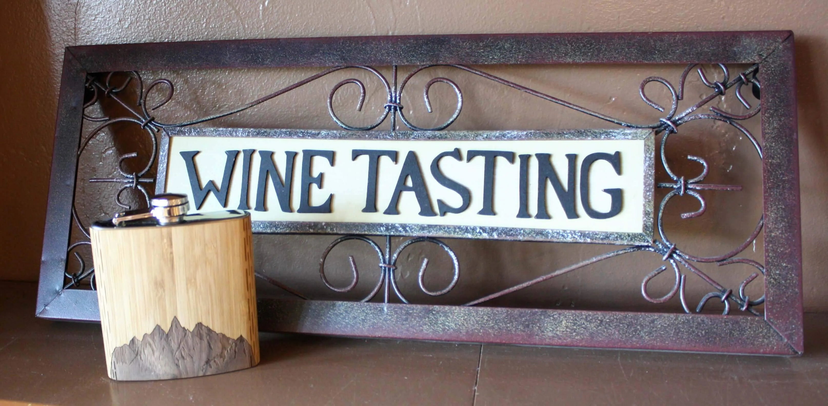 6 oz. Wooden Hip Flask (Sawtooth Mountains in Bamboo & Black Walnut)