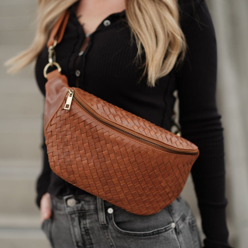 Haleiwa Woven Leather Sling Bag