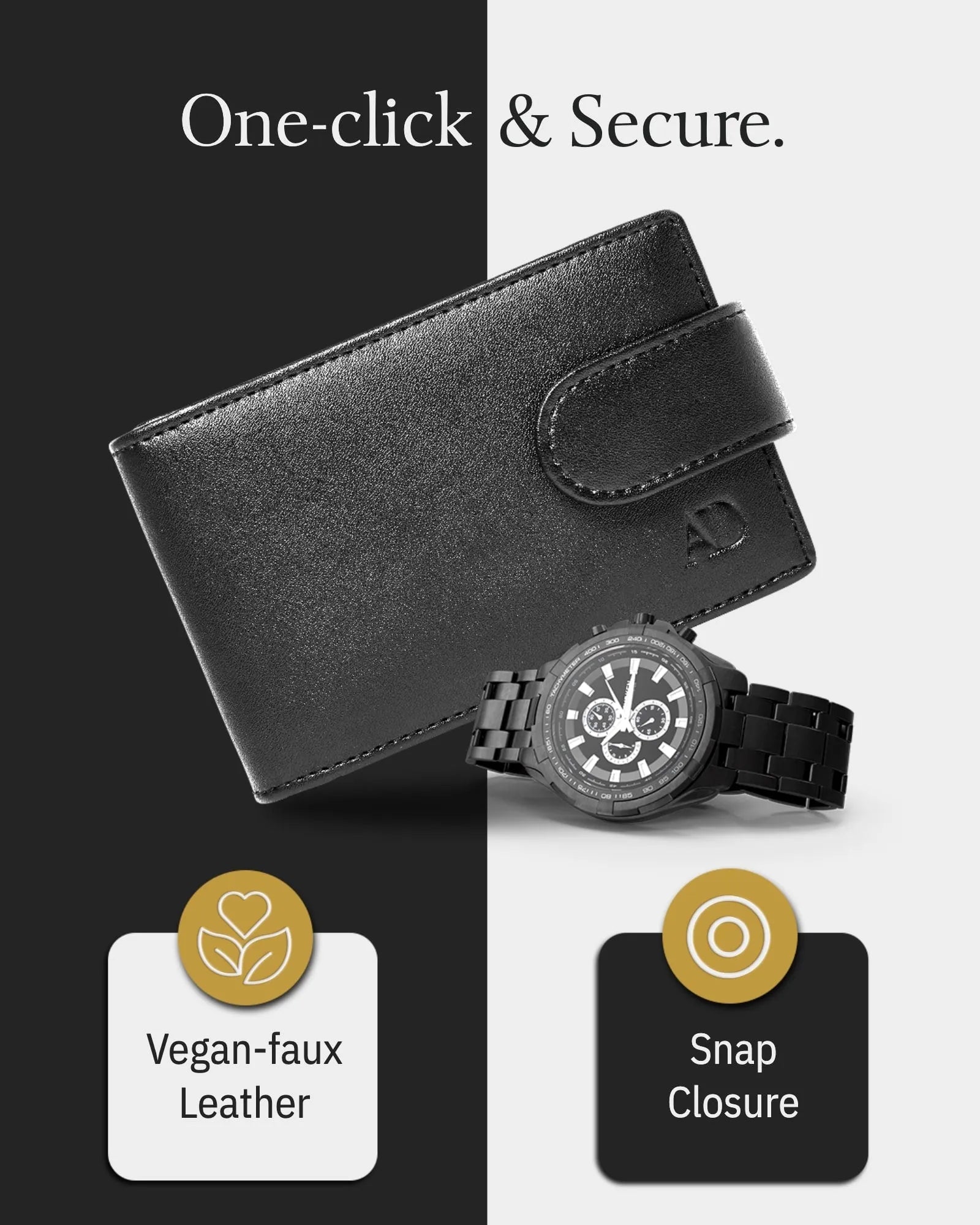Vegan Leather Bifold Wallet with Removable Money Clip