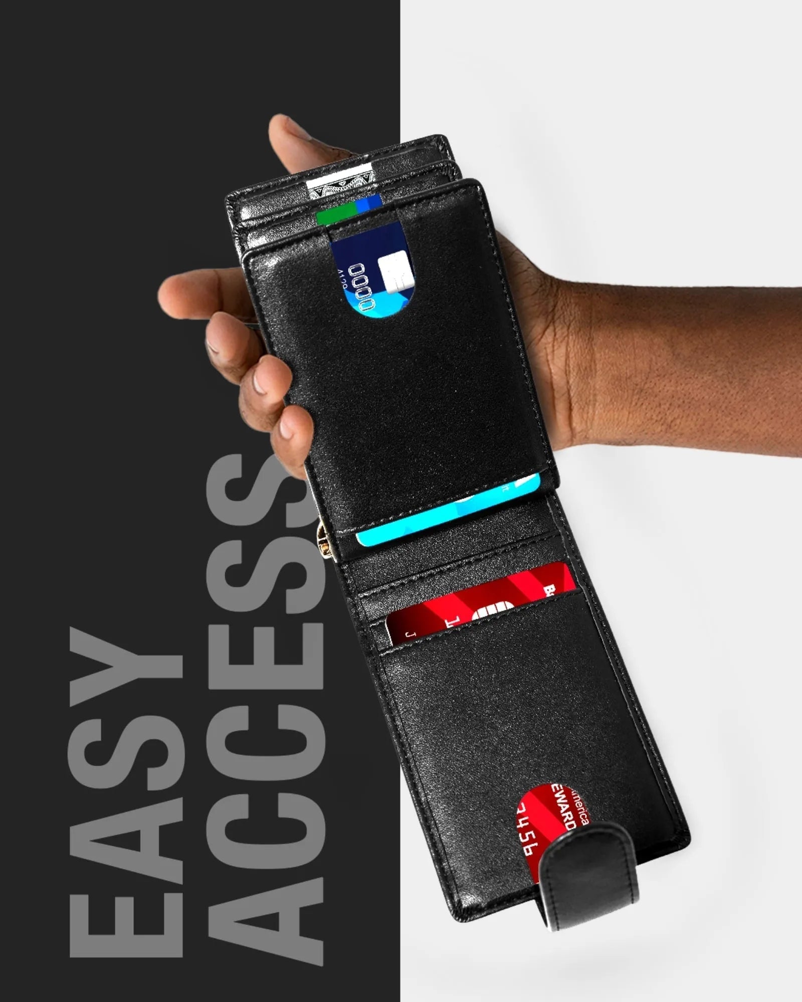 Vegan Leather Bifold Wallet with Removable Money Clip