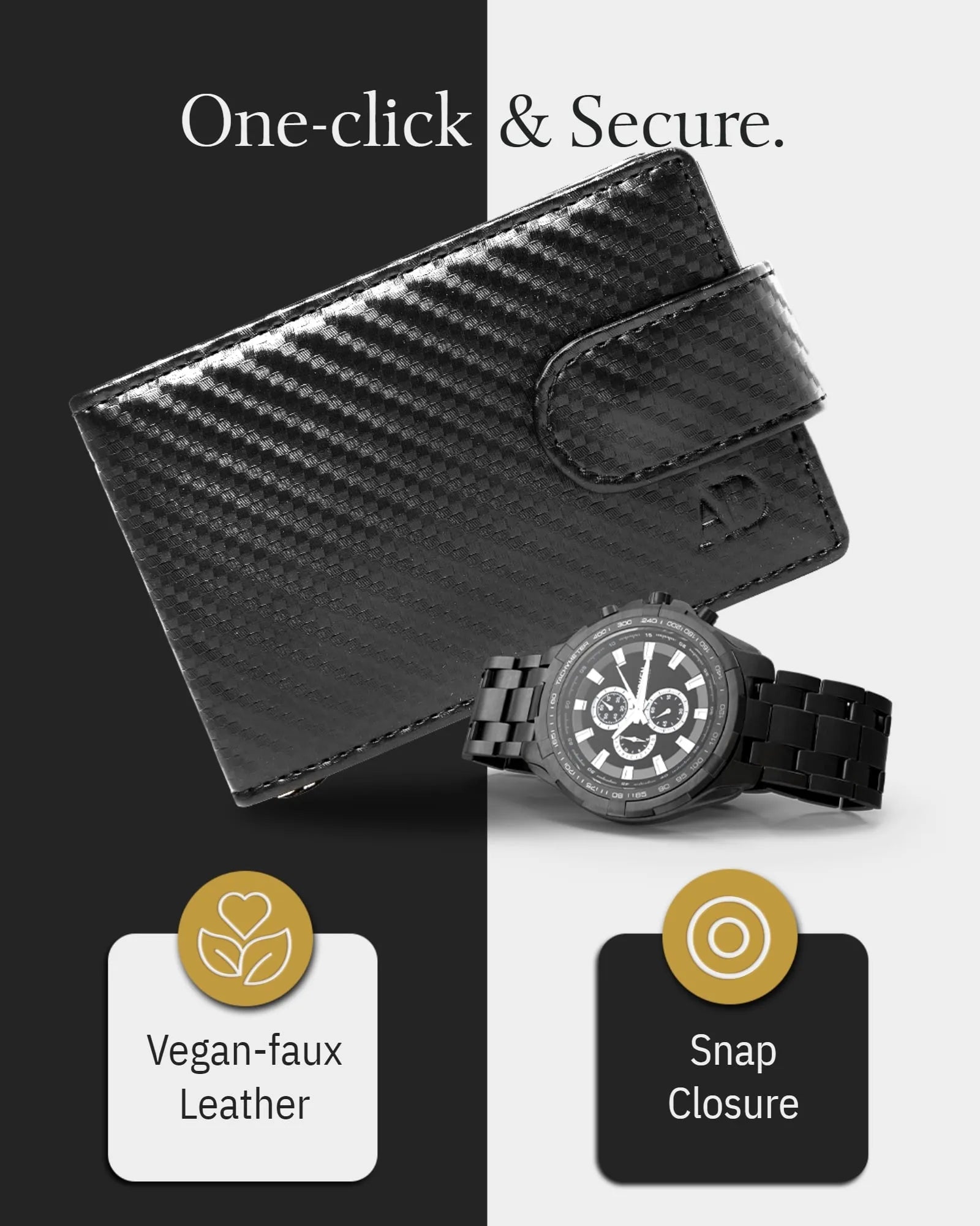 Vegan Leather Bifold Wallet with Removable Money Clip