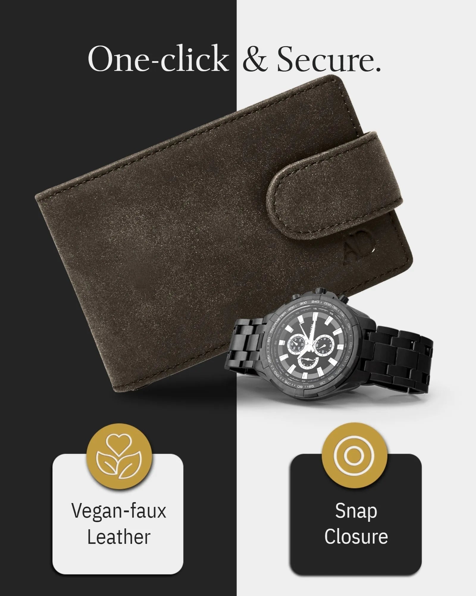 Vegan Leather Bifold Wallet with Removable Money Clip