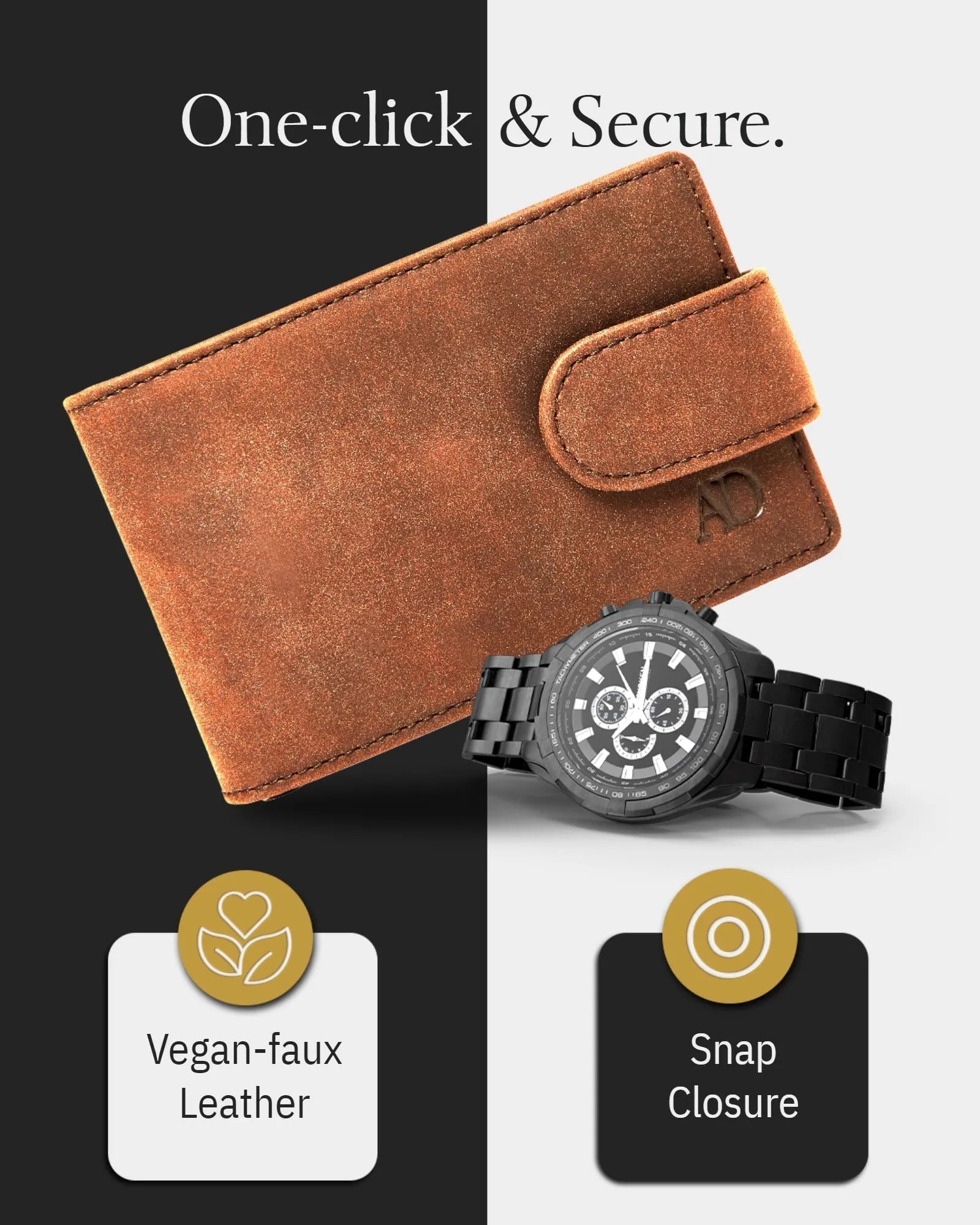 Vegan Leather Bifold Wallet with Removable Money Clip