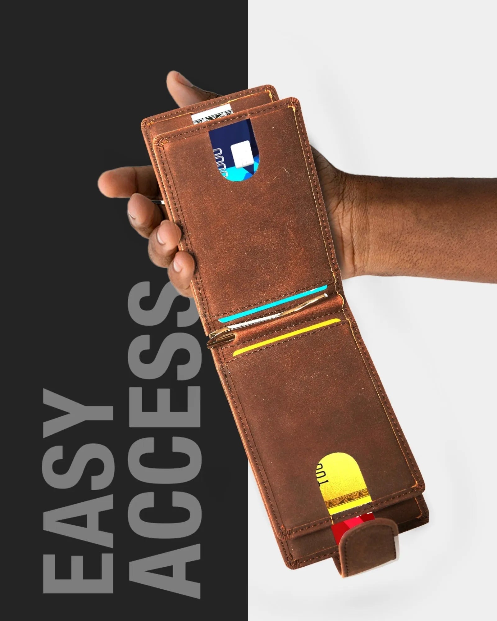 Vegan Leather Bifold Wallet with Removable Money Clip