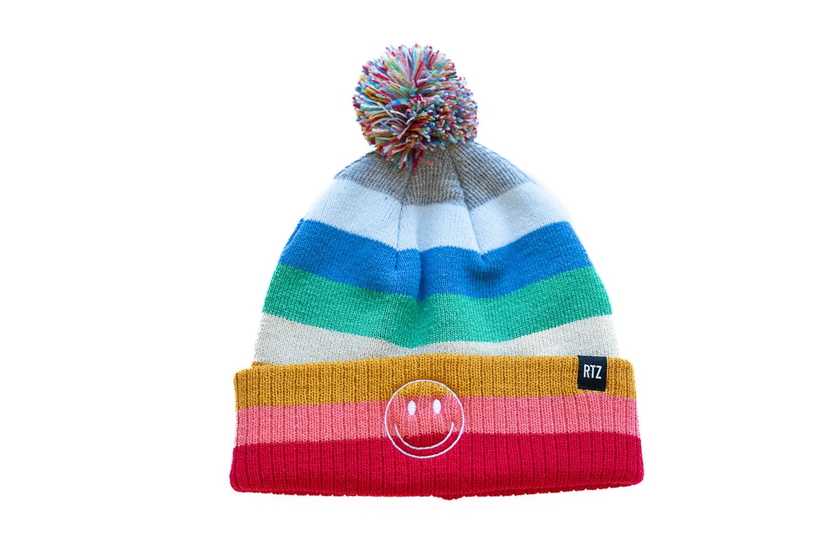 Smiley Pom Pom Beanie Hat