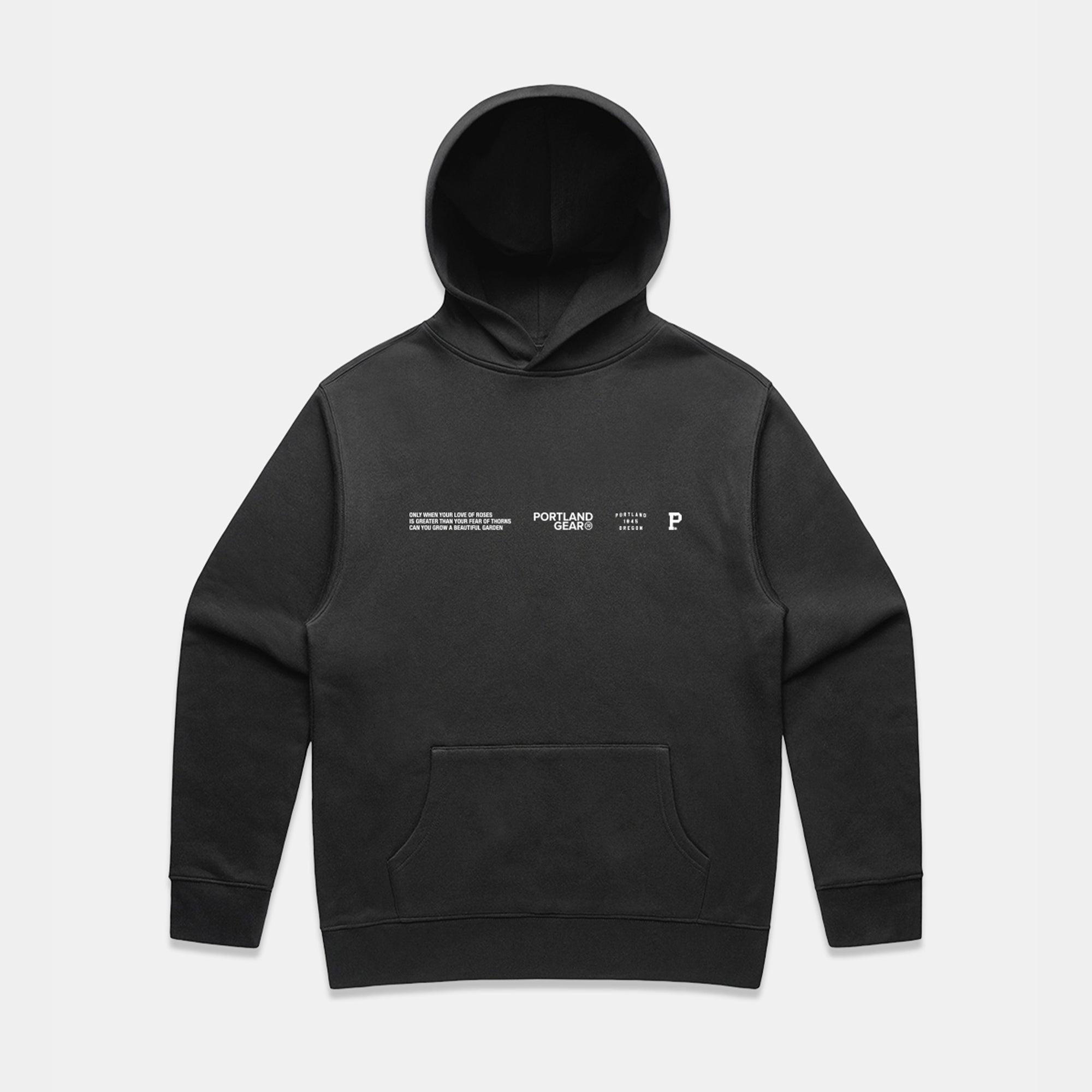 Sueded Slogan Hoodie - Faded Black
