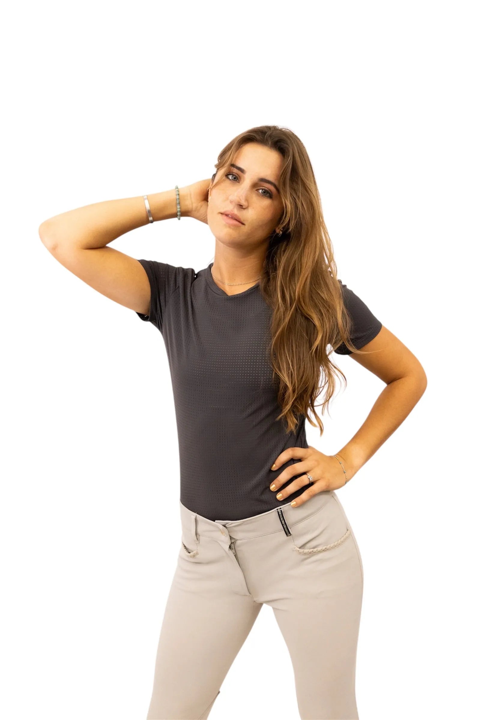 Hallie Shirt – Perforated Short Sleeve Tee