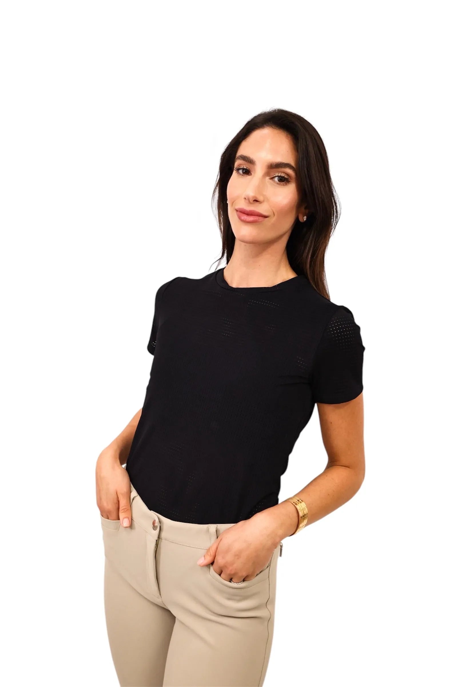 Hallie Shirt – Perforated Short Sleeve Tee