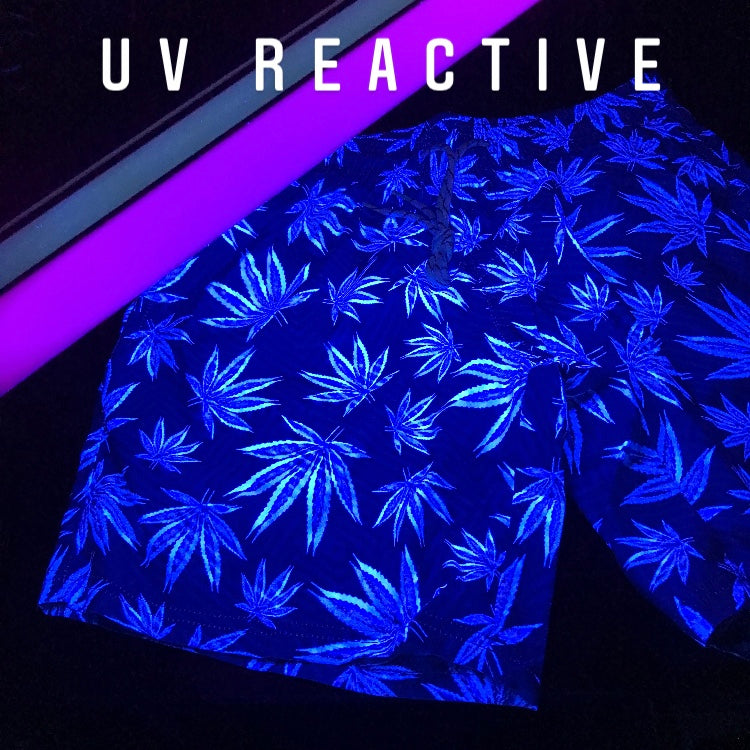 Hawaiian Style Blue and Grey Weed Swim Shorts