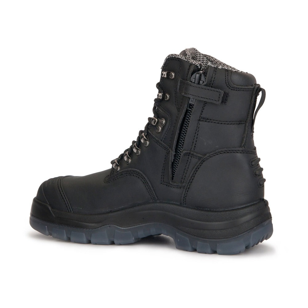 Kensington Black 7 inch Zip-sided Steel Toe Leather Work Boots AK245Z