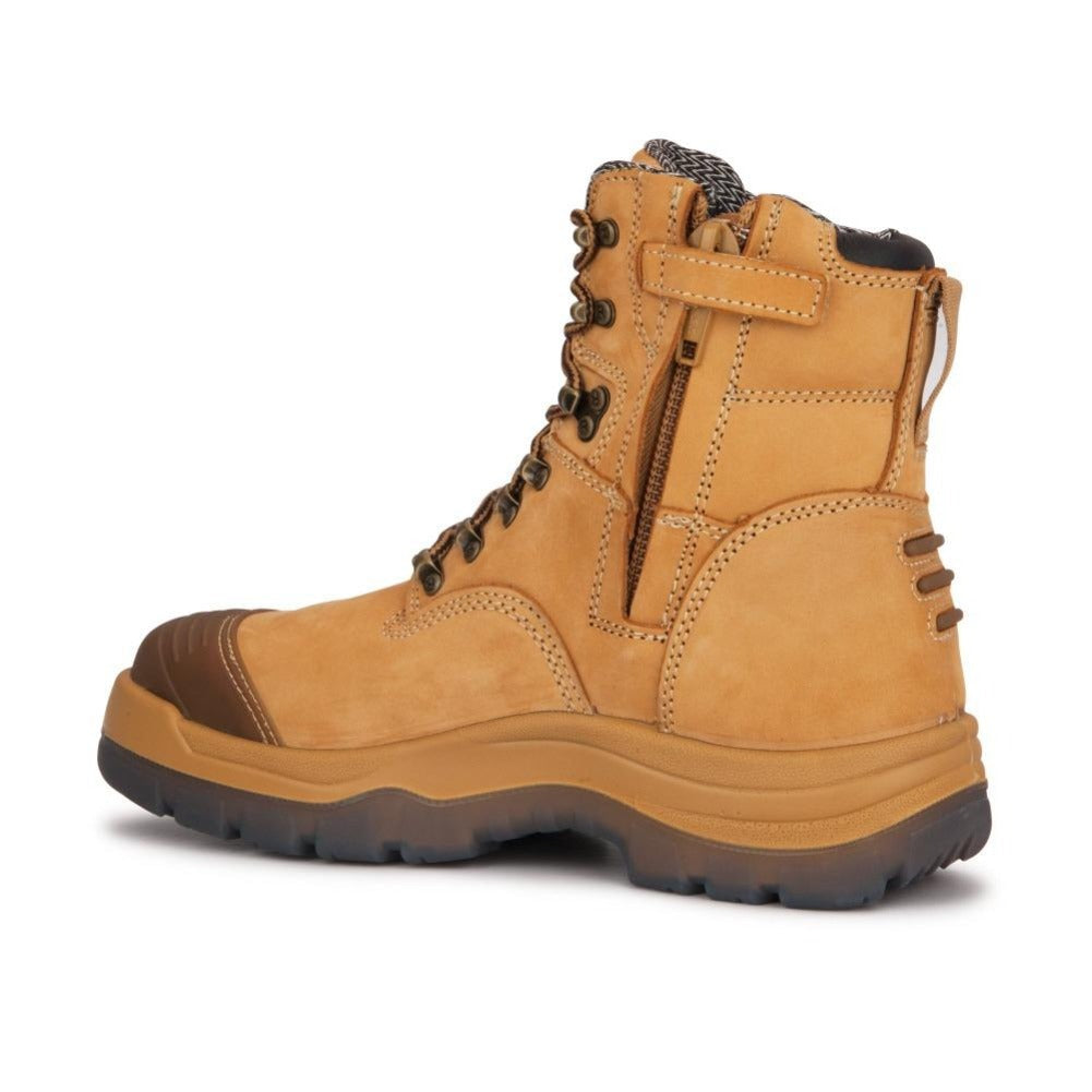 Kimberly Tan 7 inch Zip-sided Steel Toe Leather Work Boots AK232Z