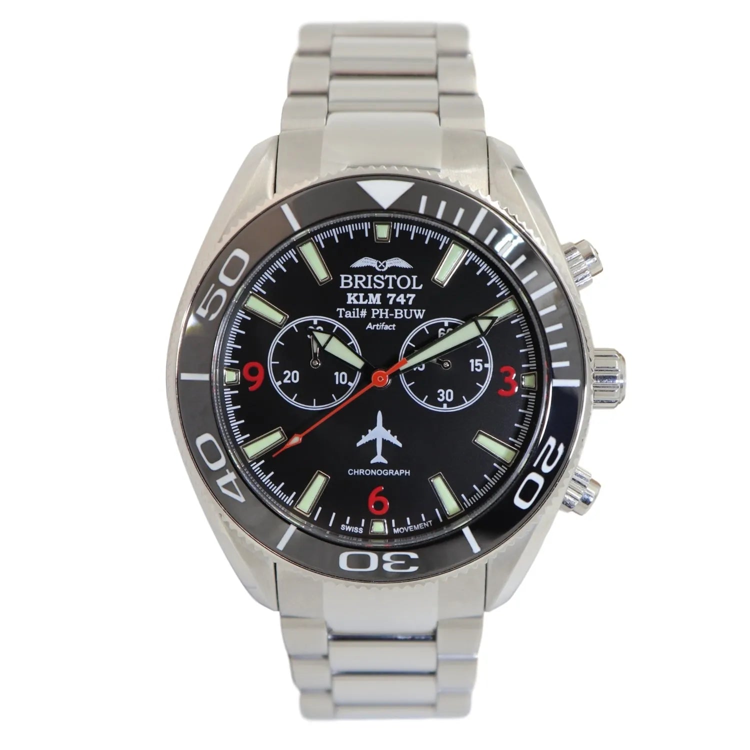 747 Tribute Men's Watch - Stainless Steel, Black Dial Watch