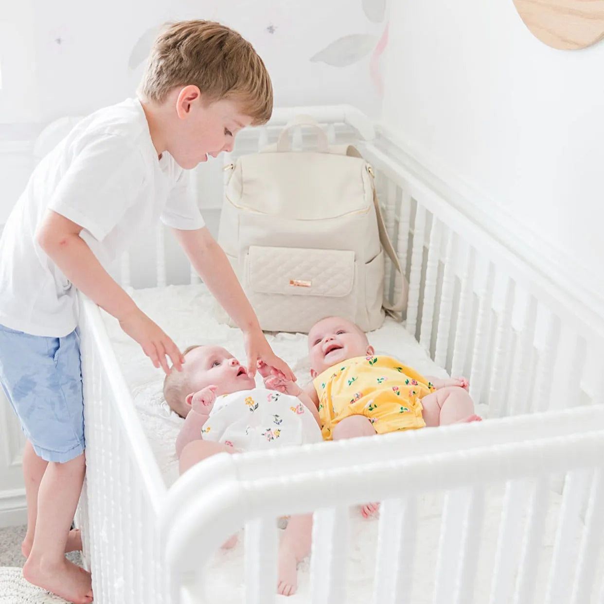 Monaco Backpack Diaper Bag | Pearl White