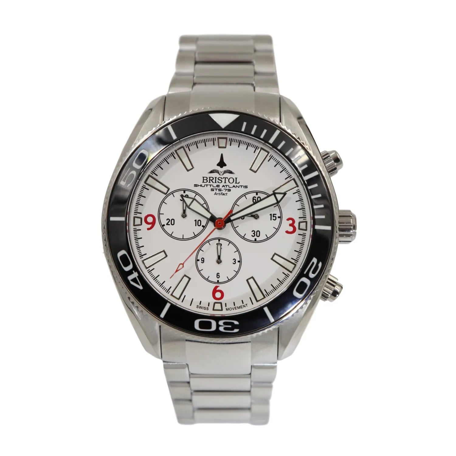 Space Shuttle Atlantis Tribute Men's Watch - Stainless Steel, White Dial
