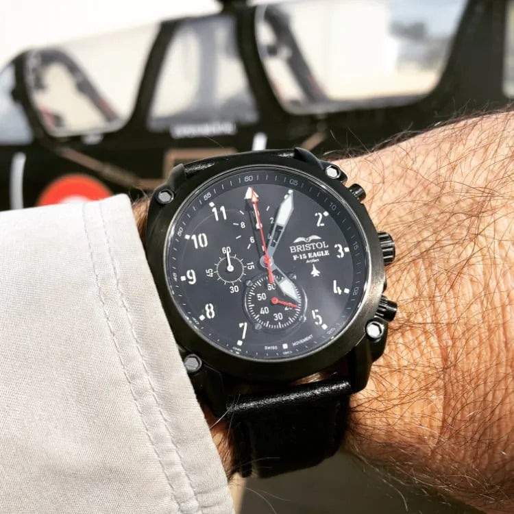 F-15 Eagle Tribute - Black Finish, Leather Band